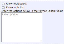 List options