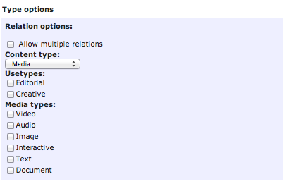 Relation type options