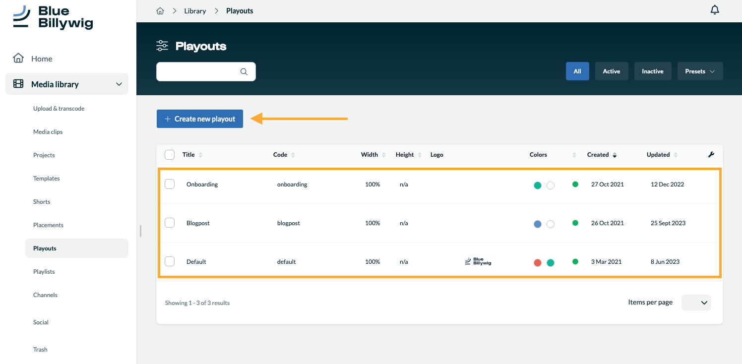 create or select a playout