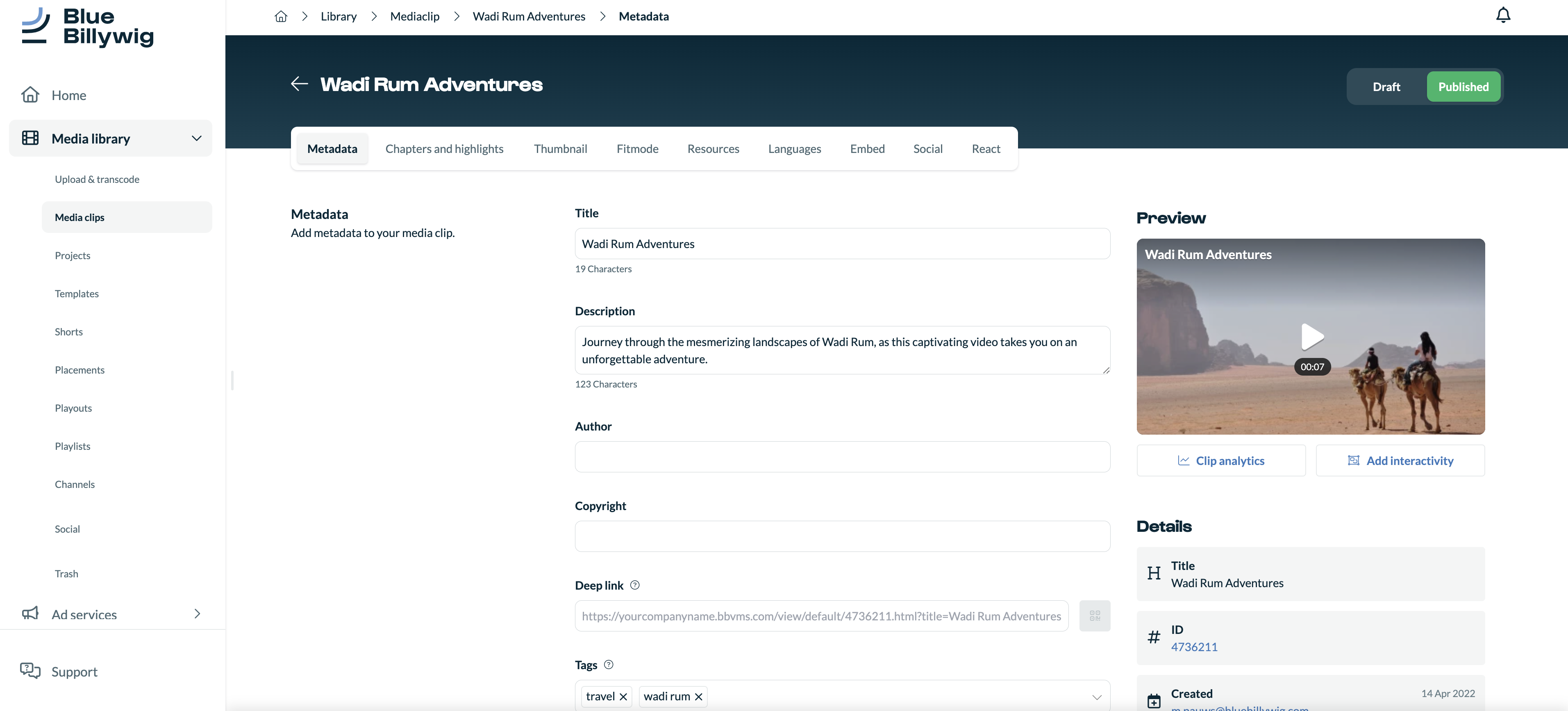 manage video metadata