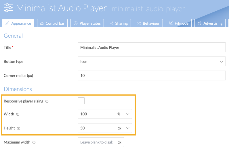 minimalist audio playout settings
